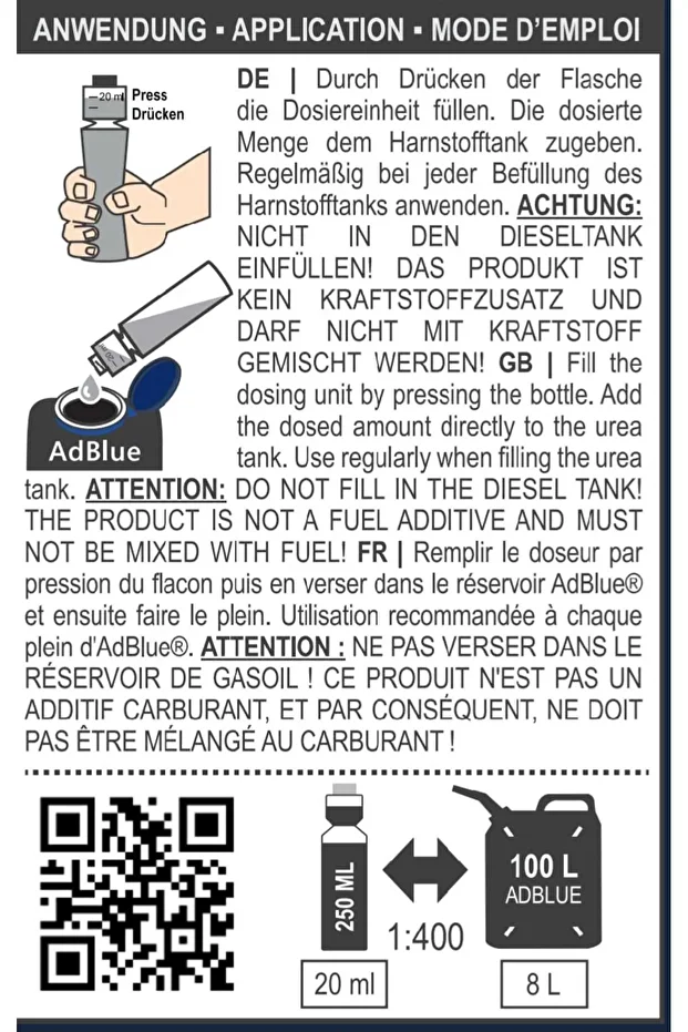 SCR AD BLUE SİSTEM TEMİZLEME VE KORUMA 250 ML - 2