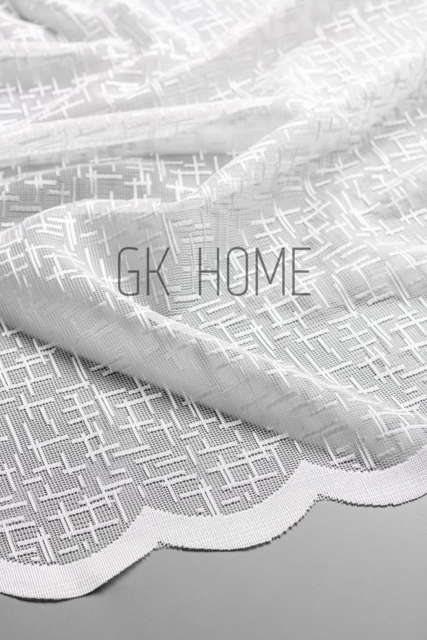 Knitted Striped Gingham Pattern Tulle Curtain for Kids Room and Kitchen Curtain - Width X Size