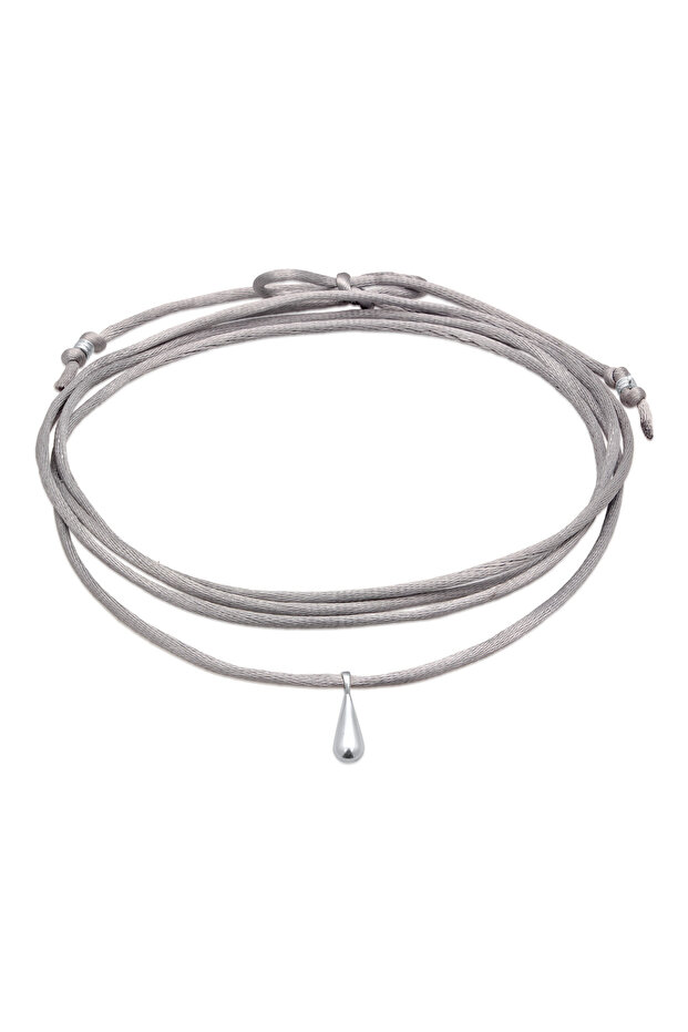 Dámský náhrdelník s přívěskem a saténovou černou barvou ze sterlingového stříbra 925 - 1