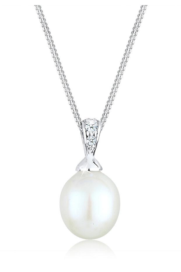 Náhrdelník s kultivovanými sladkovodními perlami a diamanty, stříbro 925 - 1