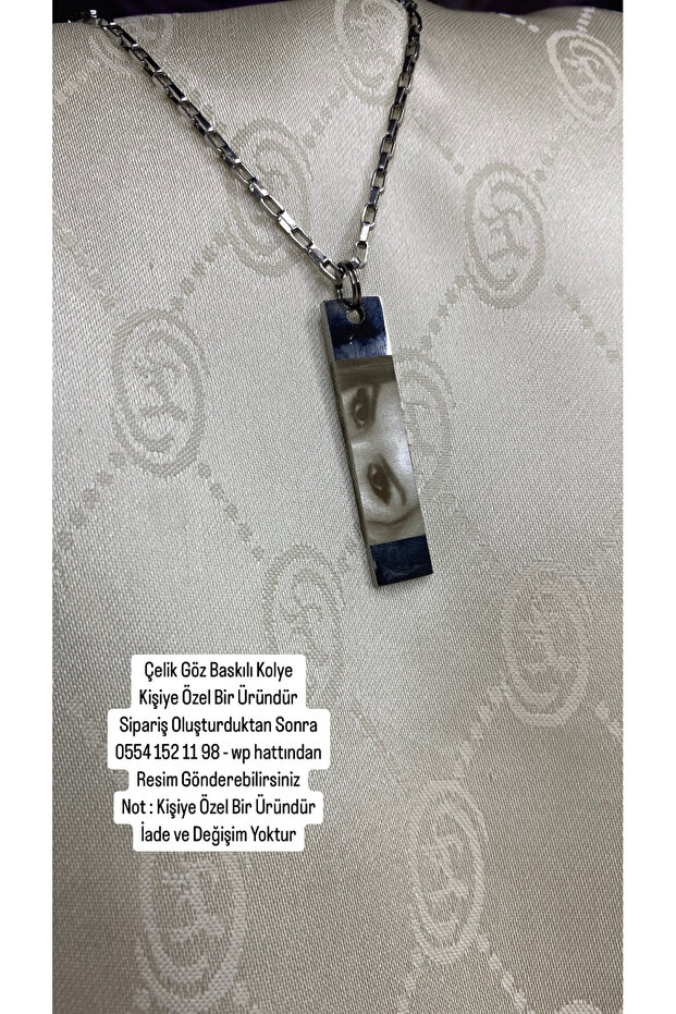 Çelik Göz Baskılı Kolye - En Özel Hediye - 1