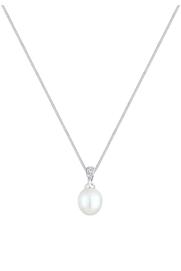 Náhrdelník s kultivovanými sladkovodními perlami a diamanty, stříbro 925 - 2