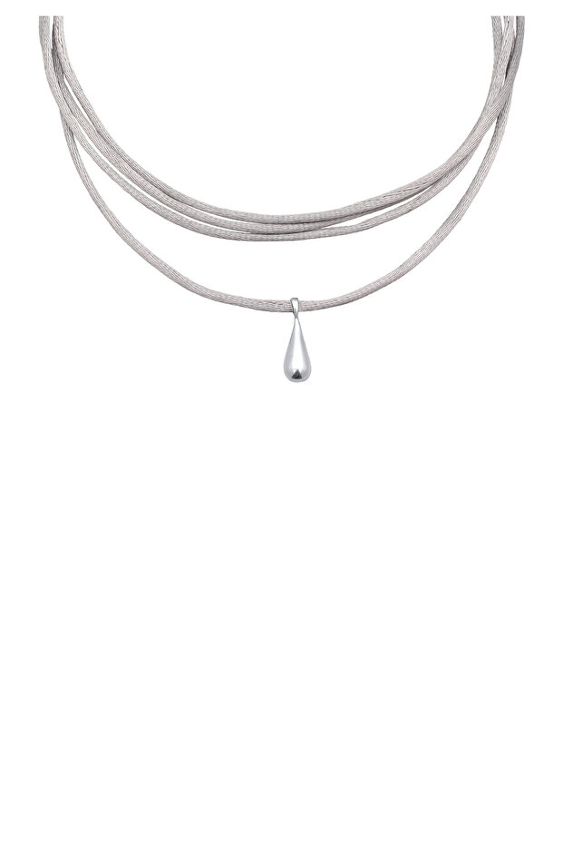 Dámský náhrdelník s přívěskem a saténovou černou barvou ze sterlingového stříbra 925 - 2