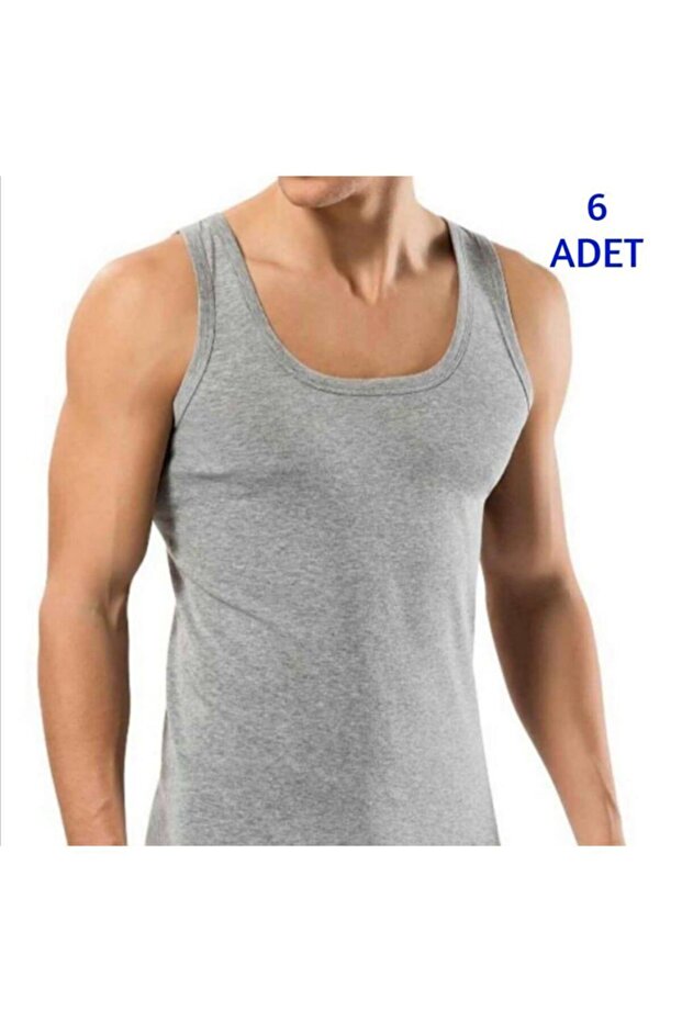 مجموعة من 6 قطع من القطن الممشط باللون الرمادي للرجال - 1