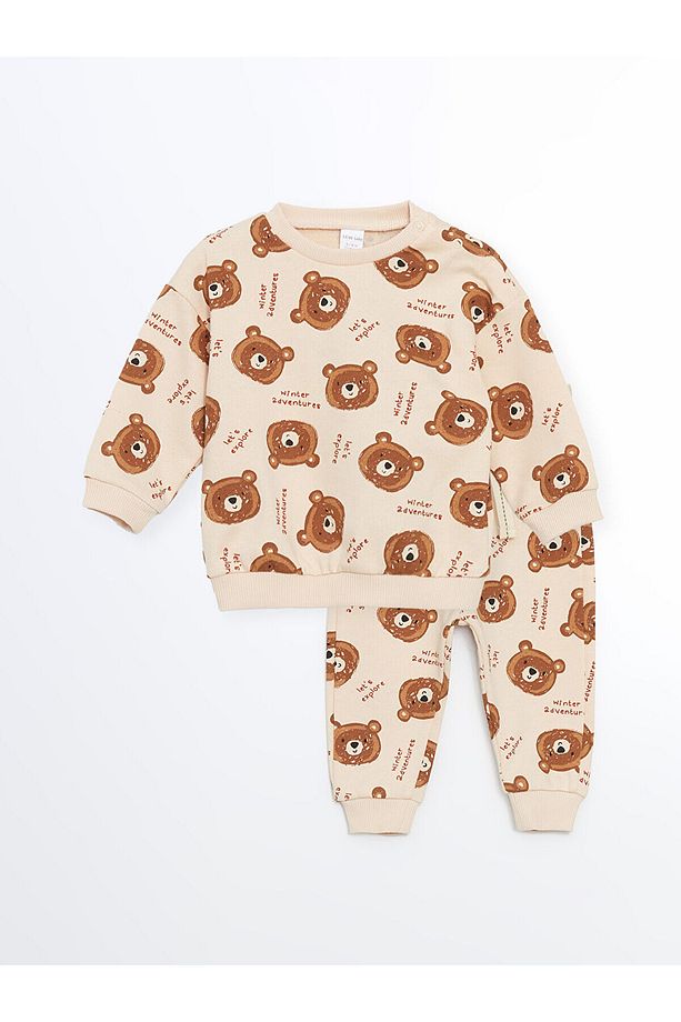 LCWK Bisiklet Uzun Kollu Baskılı Erkek Bebek Sweatshirt ve Eşofman Alt 2'li Takım - 1