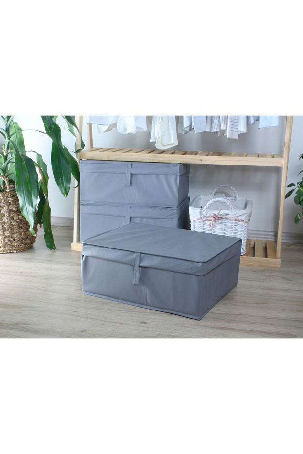 6 Multi-Purpose Scumps in Box Form with Lids (Laundry Storage and Organization, Etc.) Organizer, 50X40X19 - 4