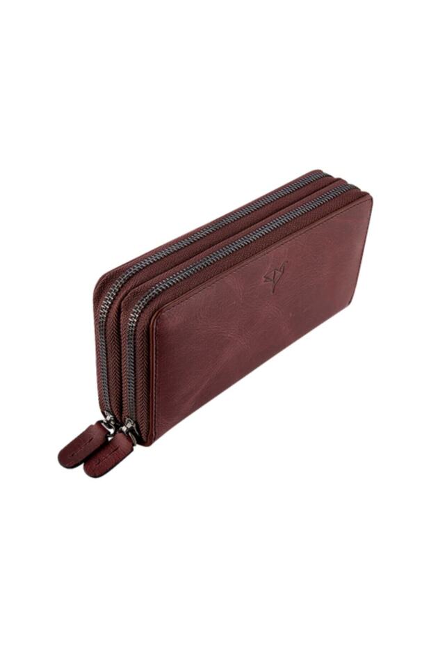 Vintage Leather Claret Red Handbag with Phone Compartment Money Portfolio Wallet Handmade