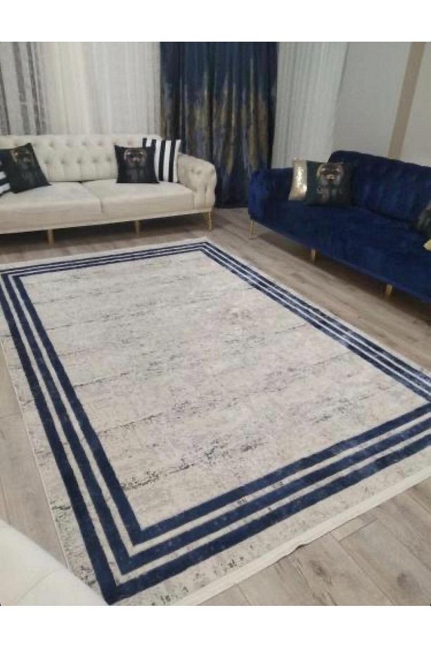 Trend Koleksiyonu 1309 Mavi Makine Halısı - 1