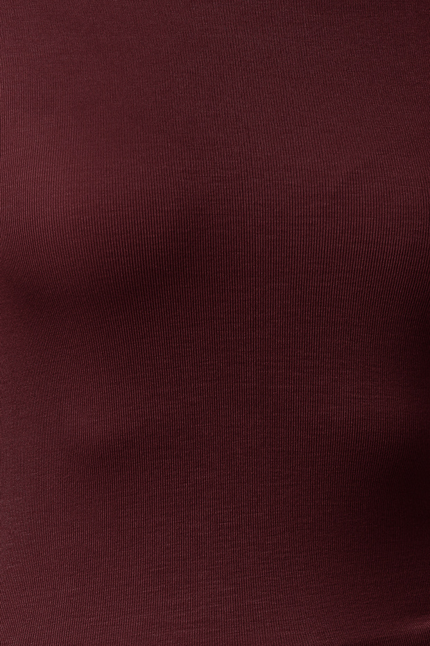 Bordo Viskon Bisiklet Yaka Crop Esnek Örme Bluz TWOAW24BZ00116 - 2