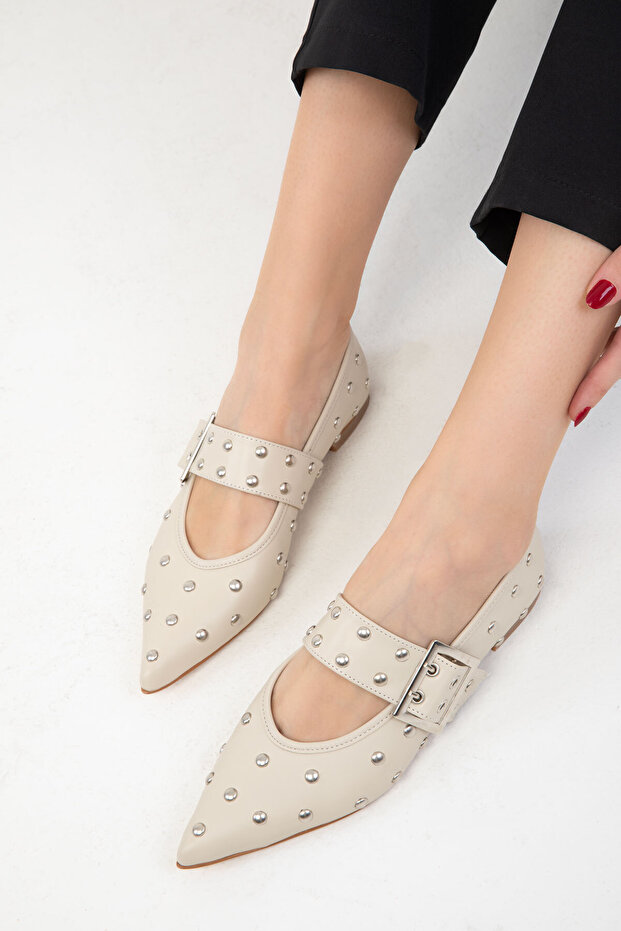 Bézs színű női balerinák 19993 - 3