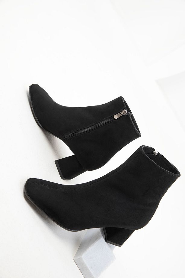 Siyah Süet Kadın Bot & Bootie 19994 - 2