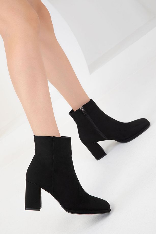 Siyah Süet Kadın Bot & Bootie 19949 - 1