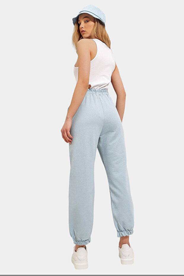 Női kék szezonális elasztikus lábú, kétszálas melegítőnadrág ALC-Y2933 - 3