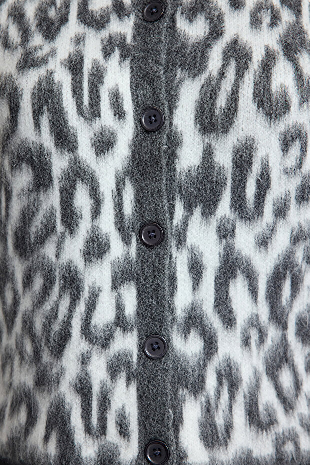 Antrasit Leopar Desenli Triko Hırka TWOAW25HI00378 - 4