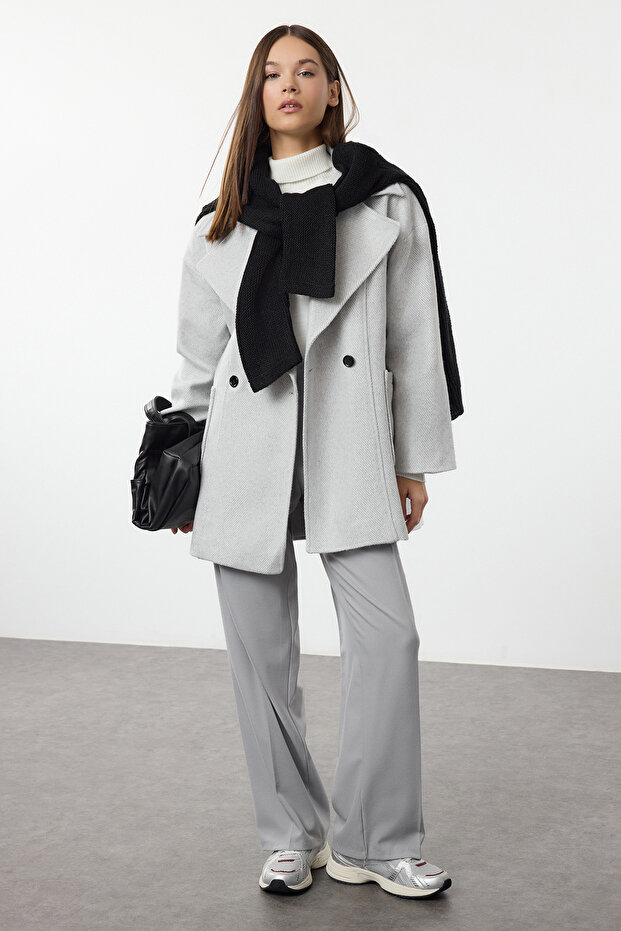 Gray Oversize Coat Twoaw24Kb00165