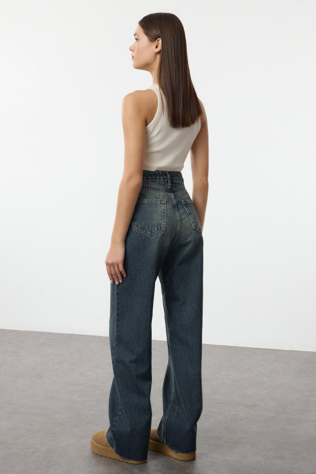 Mavi Yüksek Bel Straight %100 Pamuk Non-Stretch Jeans TWOAW25JE00378 - 9