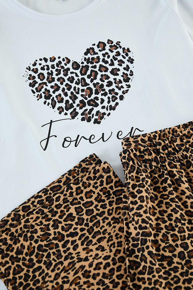 Wielokolorowy wzór panterki dzianinowy zestaw piżam Tbbaw25Ai00087 - 2