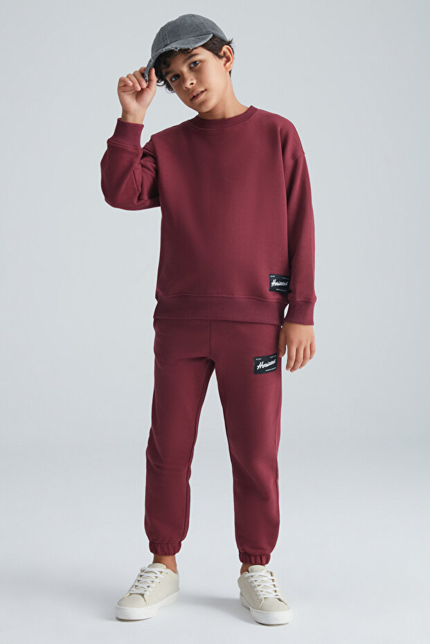 NACER Erkek Çocuk Süs Etiketi Comfort Bordo Eşofman Takımı - 5