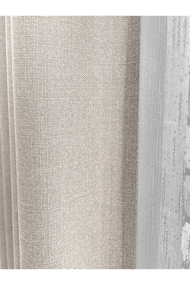 ستارة Paris Linen من الكتان، لون كريمي، قطعة واحدة (غير مثنية)