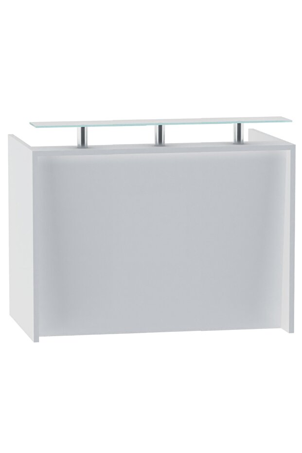R06 White Office Reception Desk Without Drawers - 140cm