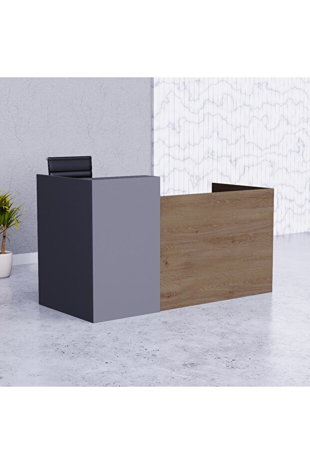 Truffle Davos Oak-Dust Grey RD-2 Reception Desk 180 cm