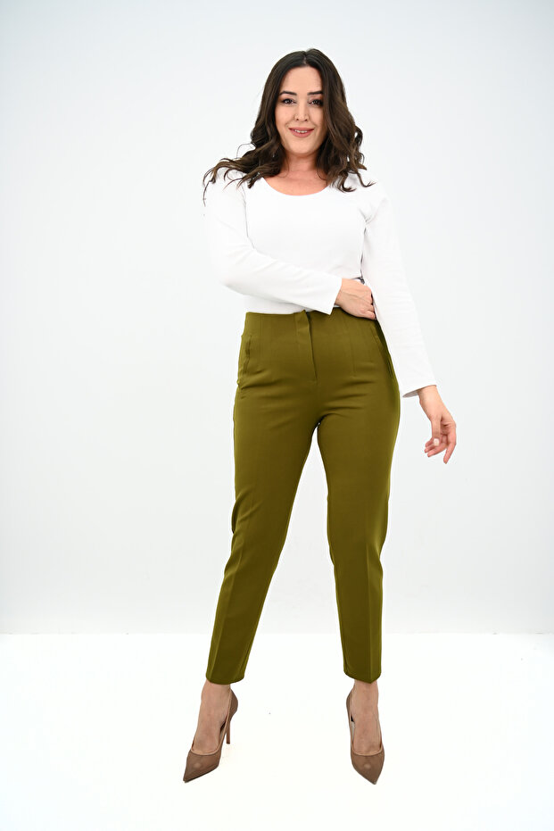 Women's Plus Size High Waist Stretchy Classic Pants 6311-25