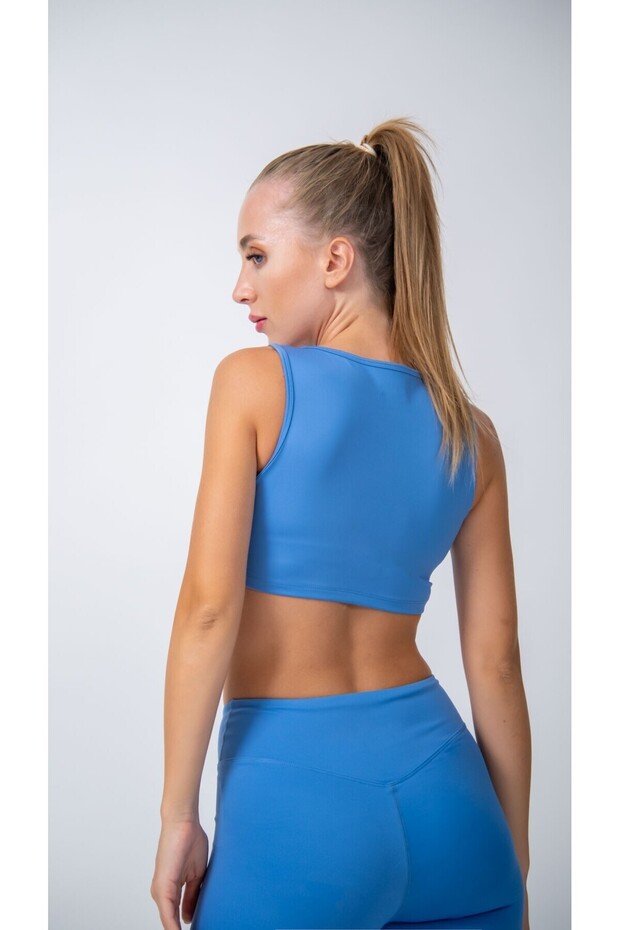 Kolsuz Crop Top Mavi - 2