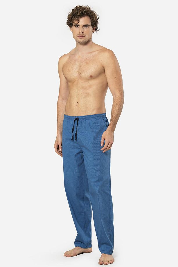 Ekoseli Erkek Tek Alt Pijama, Cep Detaylıdır, %95 pamuk %5 Likralı - 1
