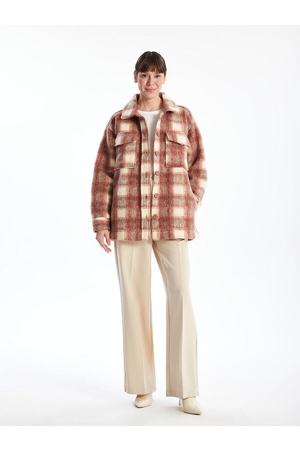 Lcwk Ekose Oversize Kadın Pelüş Gömlek Ceket - 2