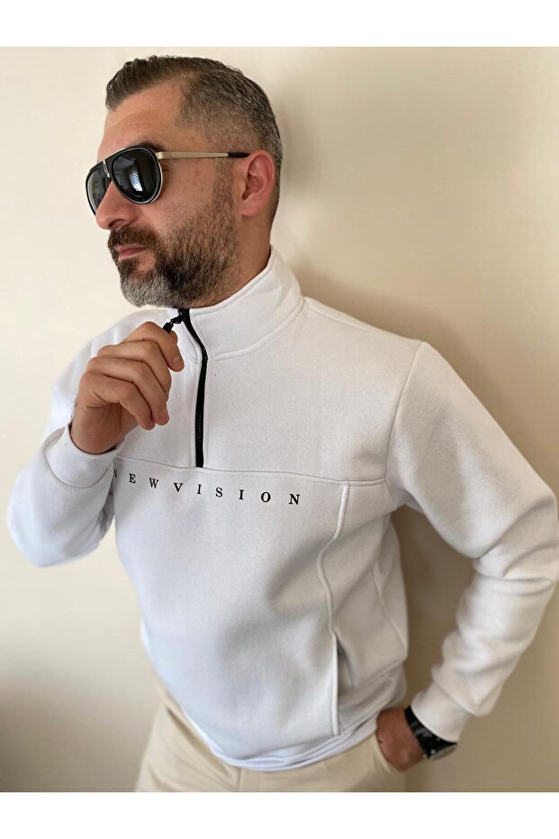 Three Thread Thick Winter Fishing Collar Half Zip Sweatshirt