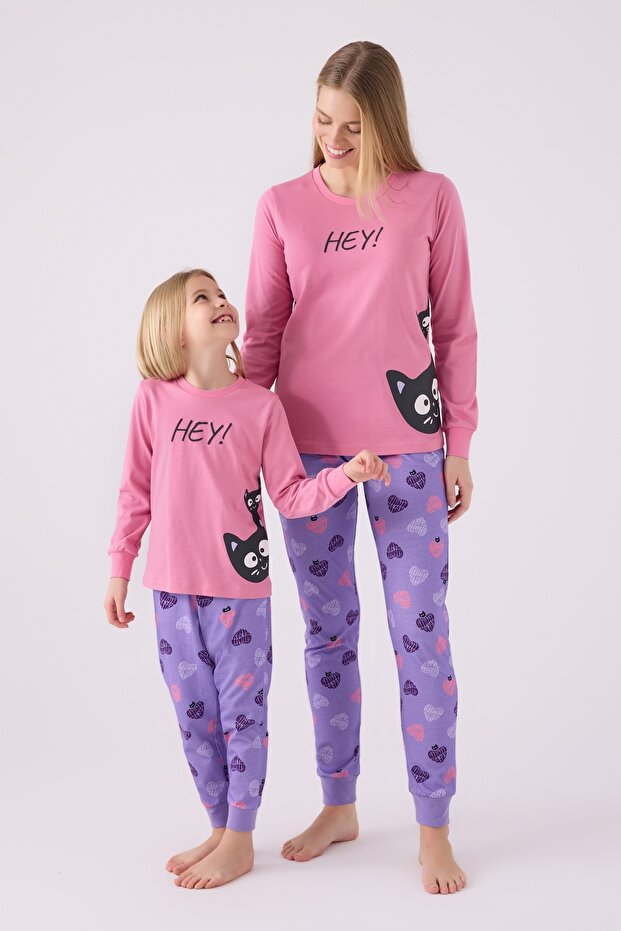 Mutter-Tochter-Pyjama-Set, Single-Jersey-Gewebe (Preis pro Stück) - 1