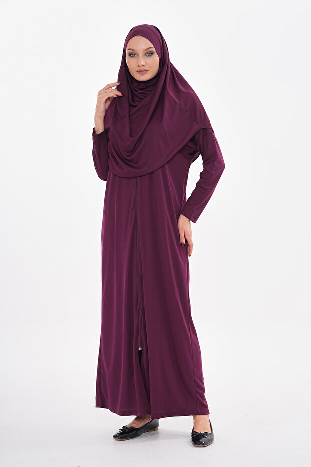 One-Piece Prayer Dress with Zippered Hijab