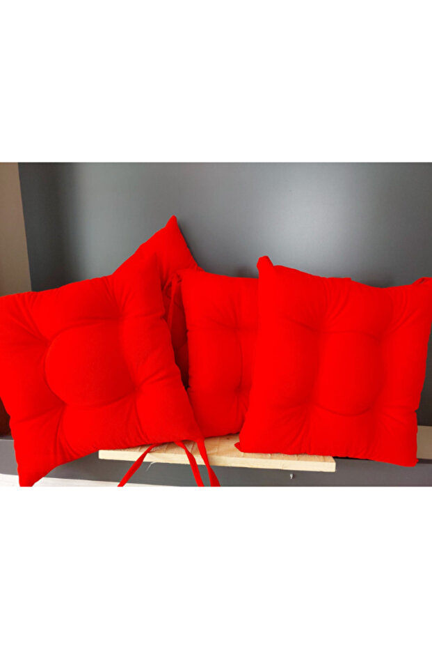 4-Piece Combination Pouf Square Chair Cushion Red 40 X 40 cm