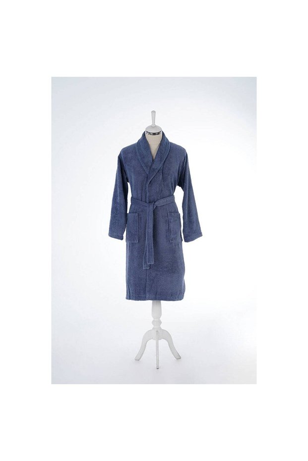 Şalyaka Classic Bathrobe Size m Indigo Color 100% Cotton