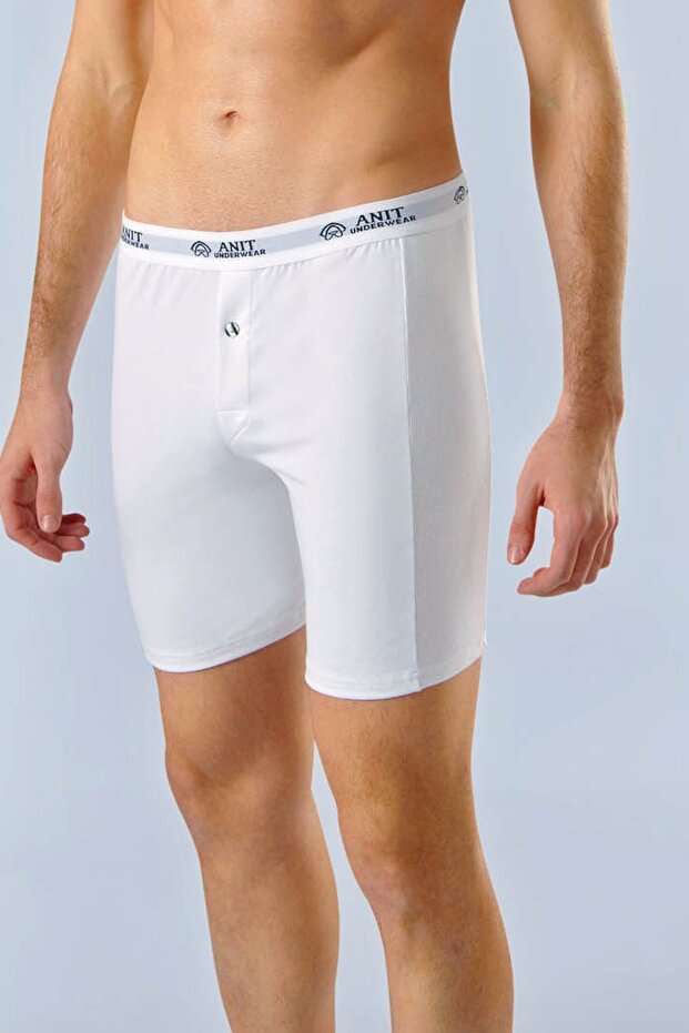 1114 بوكسر رجالي أبيض 3 قطع ليكرا طويل من القطن