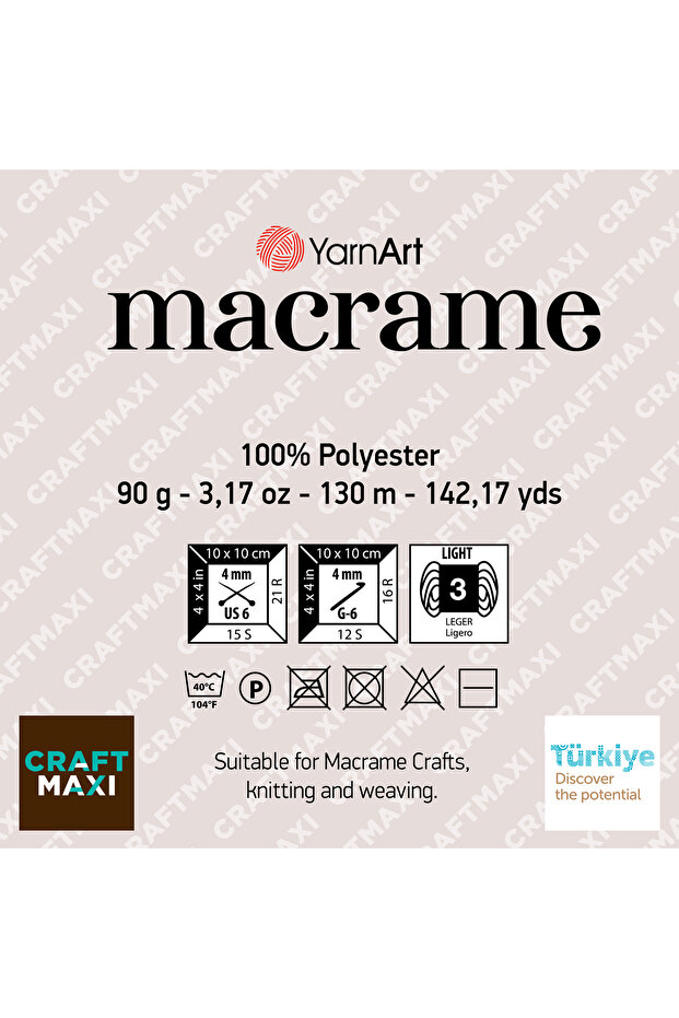 Macrame - Macrame Hand Knitting Thread Dark Beige-131 - 2