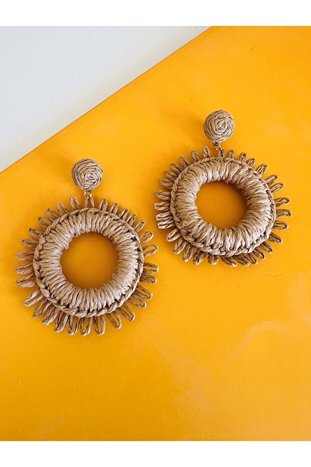 Bohem Style Wicker Earrings Brown Acr9142