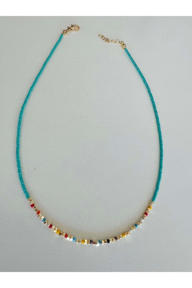 TURQUOISE-COLORED Beaded NECKLACE ACR7678