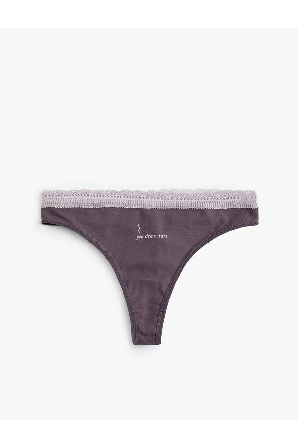 Pamuklu String Külot Dantelli Baskılı - 7