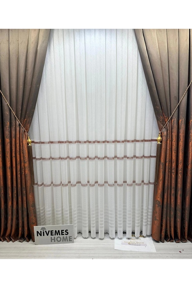 Nivemeshome Letonya 1/3 Sık Pileli Örme Tül Perde Apm - 1