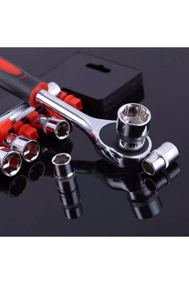 12 Parça 1/2" Cırcırlı Lokma Takımı Seti Standlı Cr-V Çelik Lokma Anahtarı Seti 8 mm - 24 mm - 5