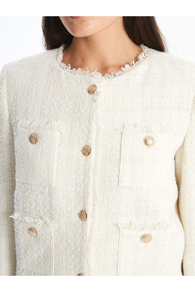 LCW Bisiklet Yaka Dokulu Kadın Tüvit Ceket - 3