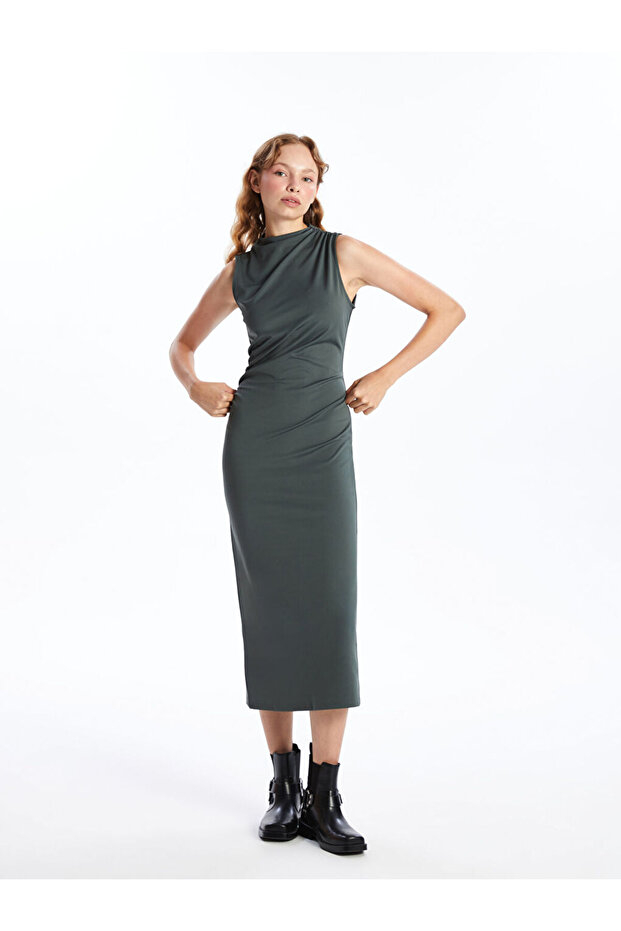 Dik Yaka Kadın Elbise - 1