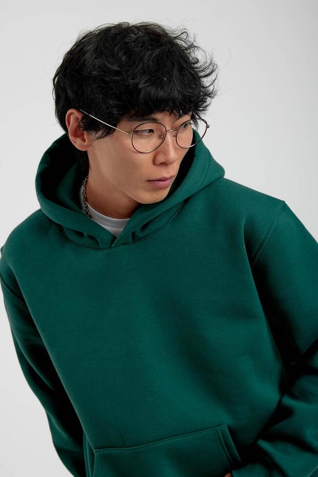 Зелений капюшон Basic Шардон Світшот - 5