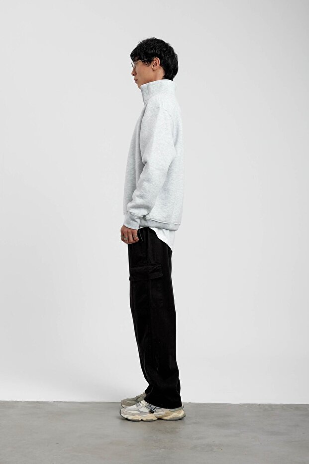 Šedá mikina Basic s límcem na zip - 4