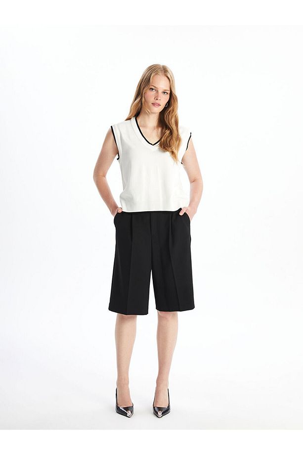 Kadın Loose Fit Düz Şort - 1