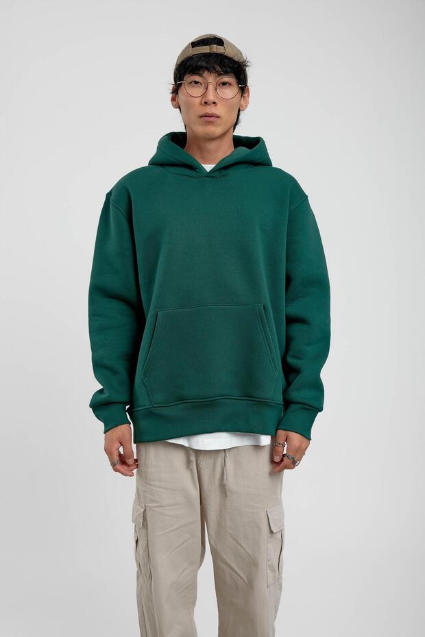 Зелений капюшон Basic Шардон Світшот - 3