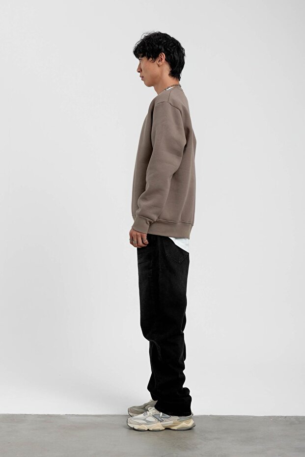 Vizon Bisiklet Yaka Basic Şardonlu Sweatshirt - 6