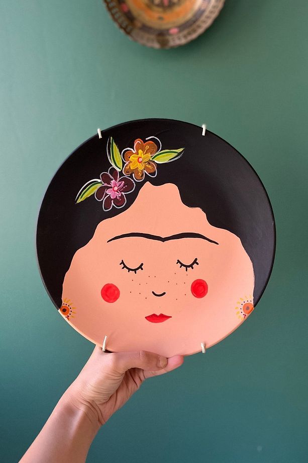 Dekoratif Seramik Duvar Tabağı | 25 Cm | Frida | El Yapımı | Çok Renkli | Unique | Artistic - 3