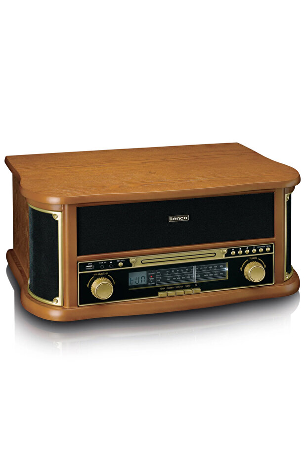 TCD-2551WD Ahşap Retro Bluetooth USB FM Radyo CD Kaset Özellikli Pikap Plak Çalar - 2